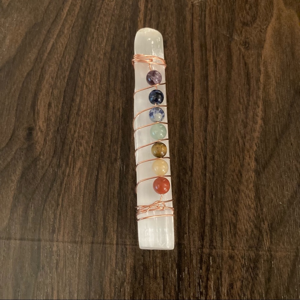 Satin Spar Chakra Wand